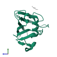 Ubiquitin-related modifier 1 homolog in PDB entry 4idi, assembly 2, side view.