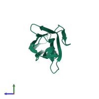 PDB entry 4idl coloured by chain, side view.