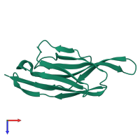 PDB entry 4idl coloured by chain, top view.