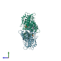 PDB entry 4ido coloured by chain, side view.