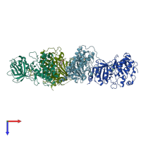 PDB entry 4idv coloured by chain, top view.