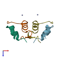 PDB entry 4idw coloured by chain, top view.