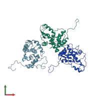 PDB entry 4idx coloured by chain, front view.