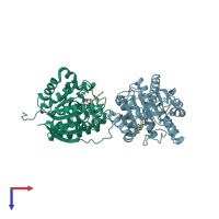 PDB entry 4ie1 coloured by chain, top view.