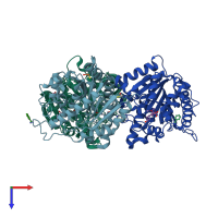 PDB entry 4ie3 coloured by chain, top view.
