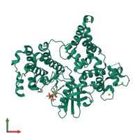 PDB entry 4ieb coloured by chain, front view.
