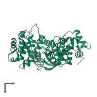 PDB entry 4ieb coloured by chain, top view.