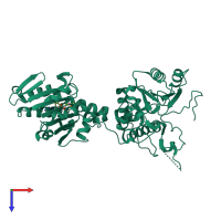 PDB entry 4iee coloured by chain, top view.