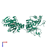PDB entry 4iei coloured by chain, top view.