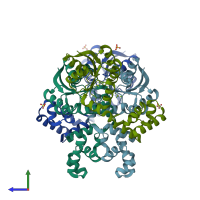 PDB entry 4if4 coloured by chain, side view.