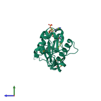 PDB entry 4if5 coloured by chain, side view.