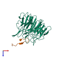 PDB entry 4ifl coloured by chain, top view.