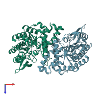 PDB entry 4ifo coloured by chain, top view.