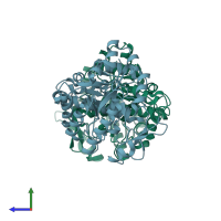 PDB entry 4ifr coloured by chain, side view.