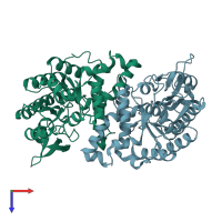 PDB entry 4ifr coloured by chain, top view.