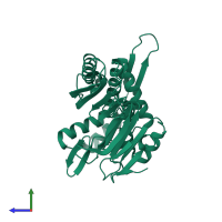 PDB entry 4ifu coloured by chain, side view.