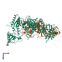 PDB entry 4ifv coloured by chain, top view.