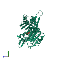 PDB entry 4ifw coloured by chain, side view.