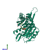 PDB entry 4ifx coloured by chain, side view.