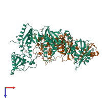 PDB entry 4ify coloured by chain, top view.