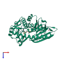 PDB entry 4ig1 coloured by chain, top view.