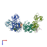 PDB entry 4ig9 coloured by chain, top view.