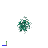 PDB entry 4igd coloured by chain, side view.