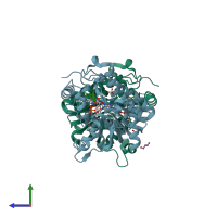 PDB entry 4ige coloured by chain, side view.