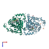 PDB entry 4ige coloured by chain, top view.