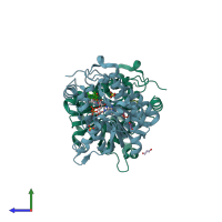PDB entry 4igf coloured by chain, side view.
