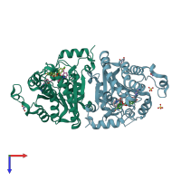 PDB entry 4igf coloured by chain, top view.