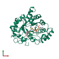 PDB entry 4igs coloured by chain, front view.