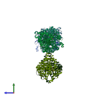 PDB entry 4ih3 coloured by chain, side view.