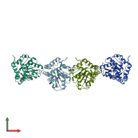 PDB entry 4ih4 coloured by chain, front view.