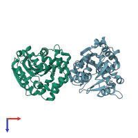 PDB entry 4ih9 coloured by chain, top view.