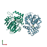 PDB entry 4iha coloured by chain, front view.