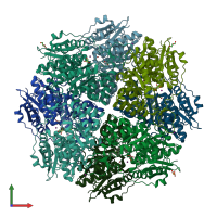 PDB entry 4ihc coloured by chain, front view.