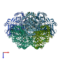 PDB entry 4ihc coloured by chain, top view.