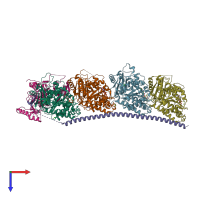 PDB entry 4ihj coloured by chain, top view.