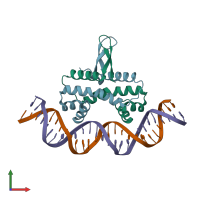 PDB entry 4ihv coloured by chain, front view.