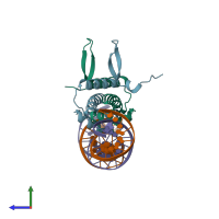 PDB entry 4ihv coloured by chain, side view.