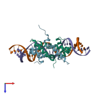 PDB entry 4ihv coloured by chain, top view.