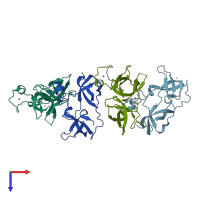 PDB entry 4ii1 coloured by chain, top view.
