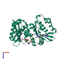 PDB entry 4ii9 coloured by chain, top view.