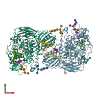 PDB entry 4iid coloured by chain, front view.