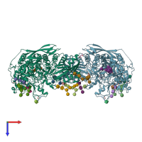 PDB entry 4iid coloured by chain, top view.