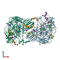 PDB entry 4iif coloured by chain, front view.