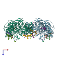 PDB entry 4iif coloured by chain, top view.