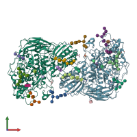 PDB entry 4iig coloured by chain, front view.