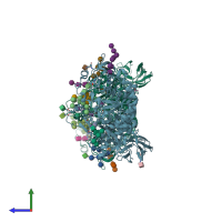 PDB entry 4iig coloured by chain, side view.